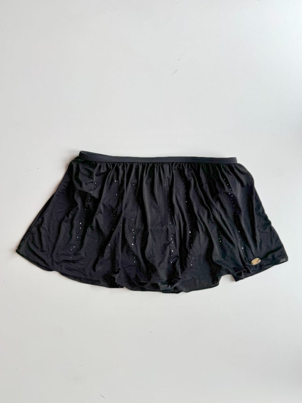 ST JOHN SWIM Black Rhinestone Skirt Bikini Bottom, Size 8, Made in USA